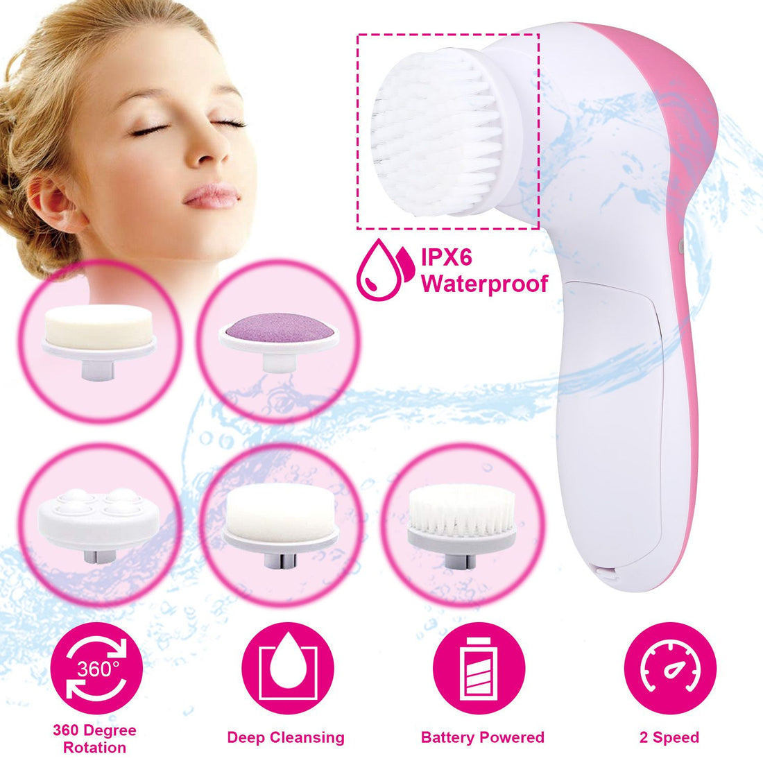 Waterproof Facial Cleansing Brush exfoliating head