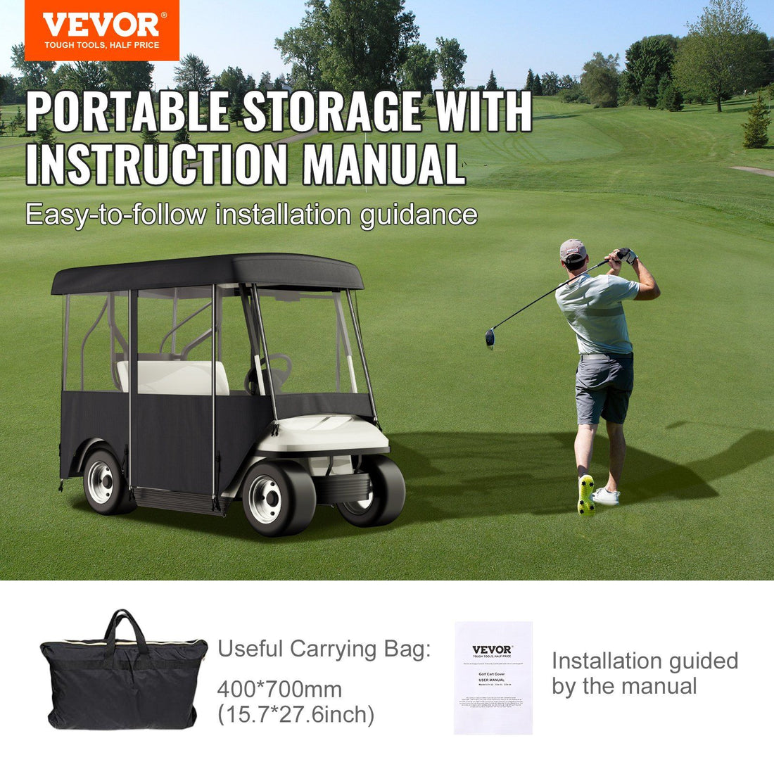 Waterproof Golf Cart Cover with Windows7