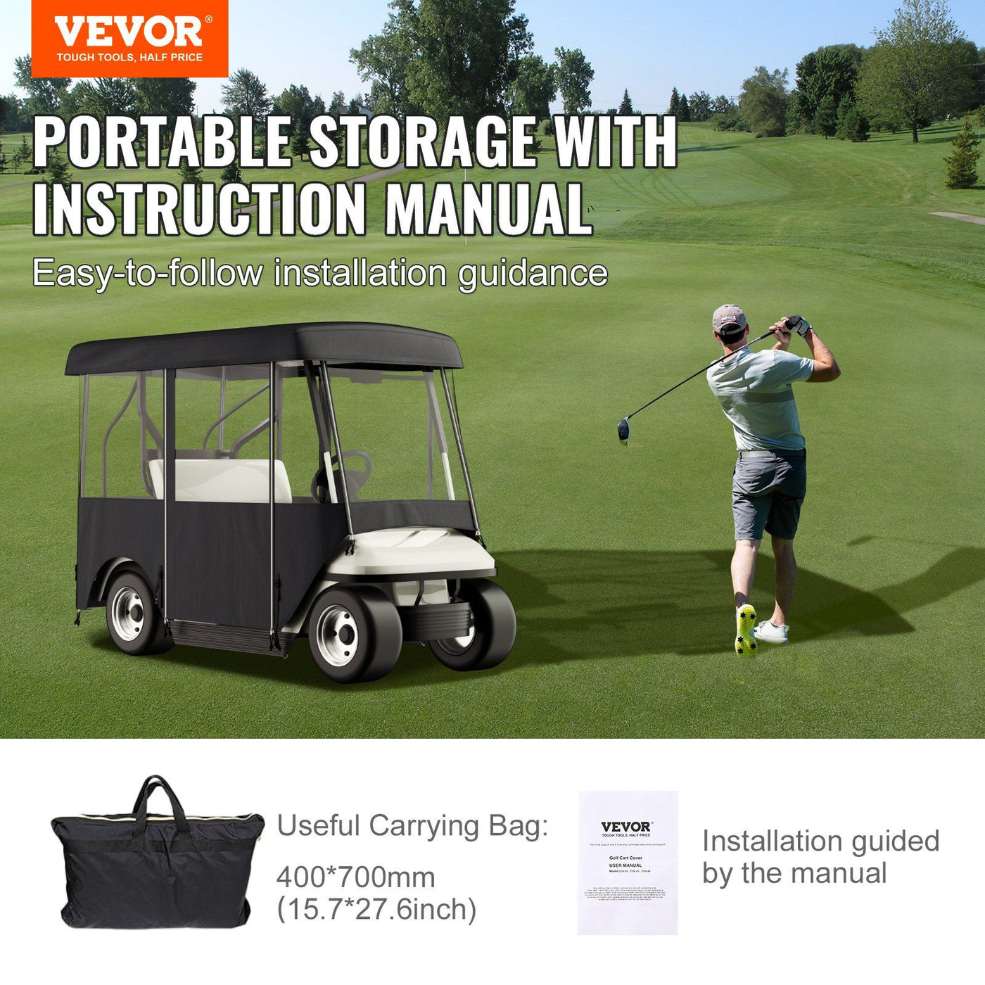 Waterproof Golf Cart Cover with Windows7