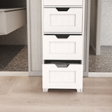 White Freestanding Storage Cabinet Drawers detail close-up