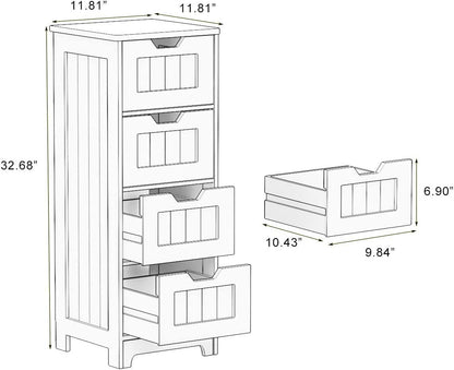 White Freestanding Storage Cabinet Drawers feature detail