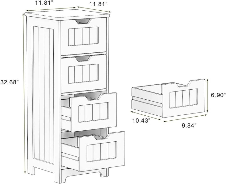 White Freestanding Storage Cabinet Drawers feature detail