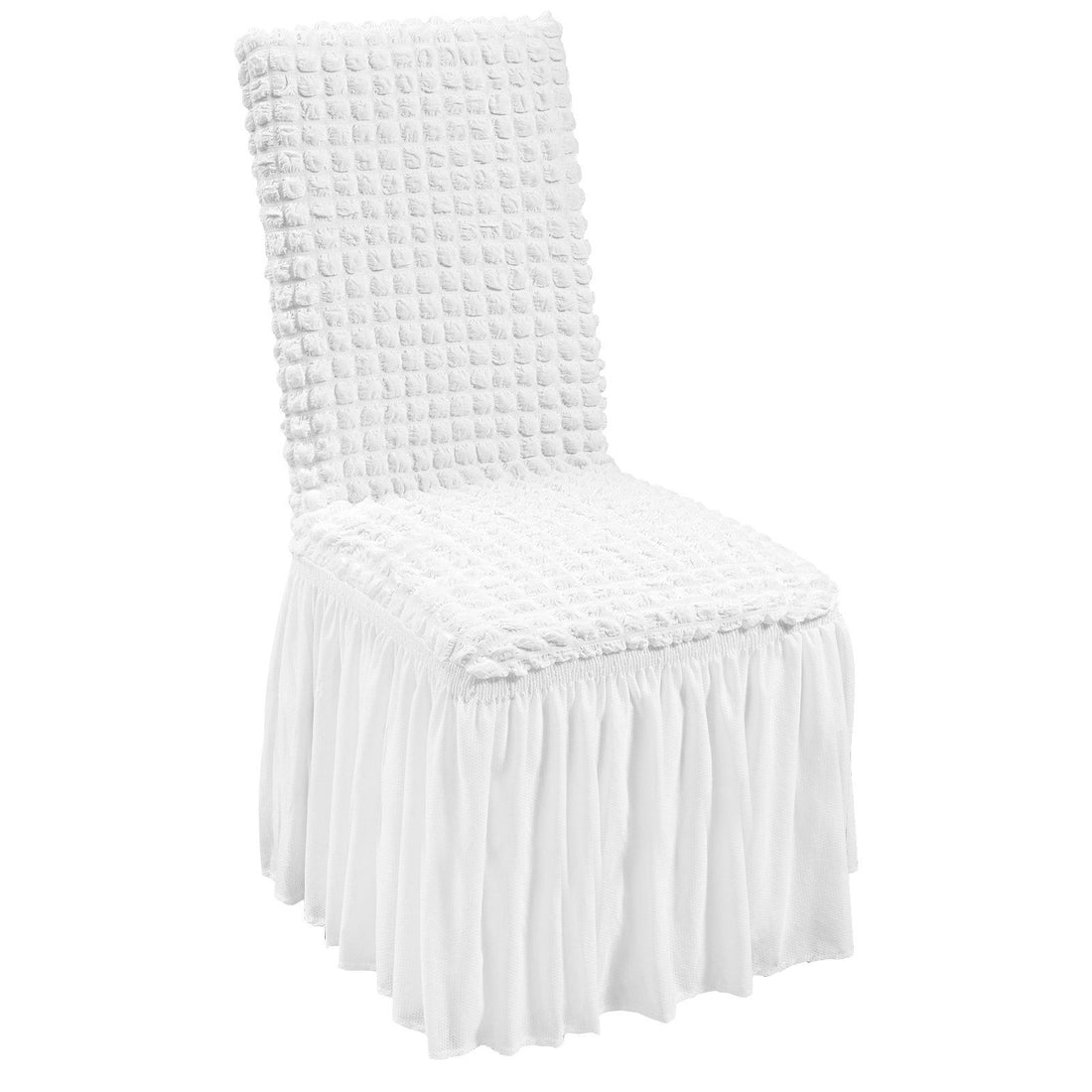 white spandex folding chair covers row at a wedding reception