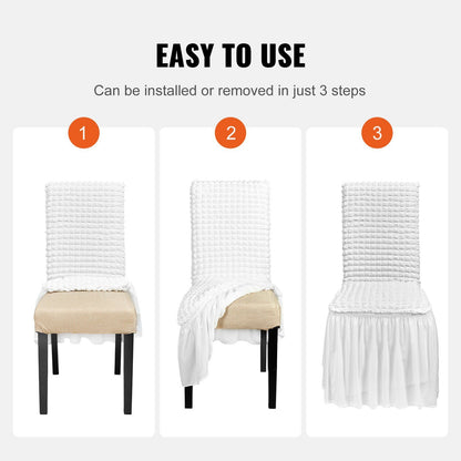 white spandex folding chair covers in a conference setup