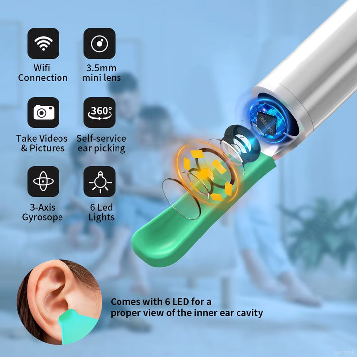Ear cleaner camera otoscope with USB-C charging port