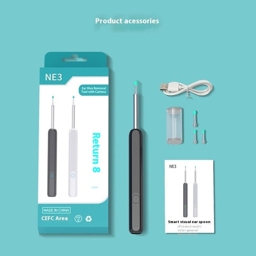 Wireless ear endoscope tip close-up showing 3.5mm size
