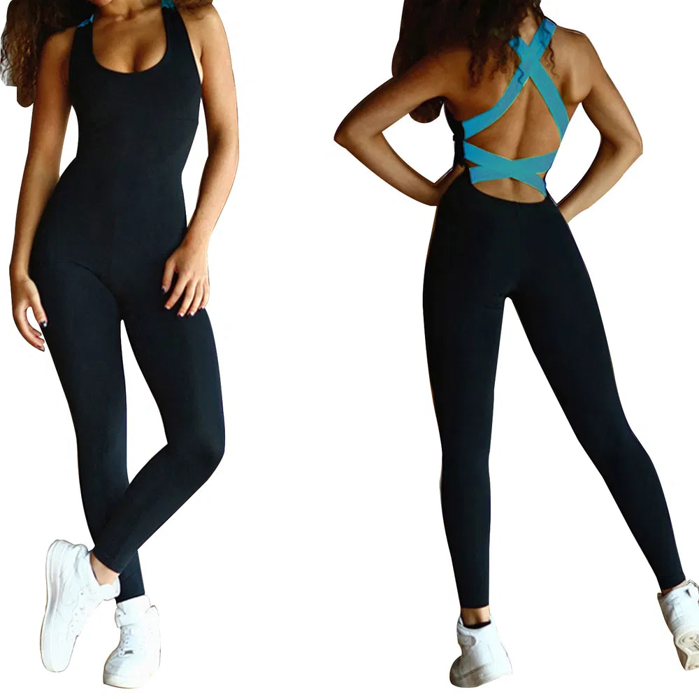 Yoga jumpsuit orange color full body view