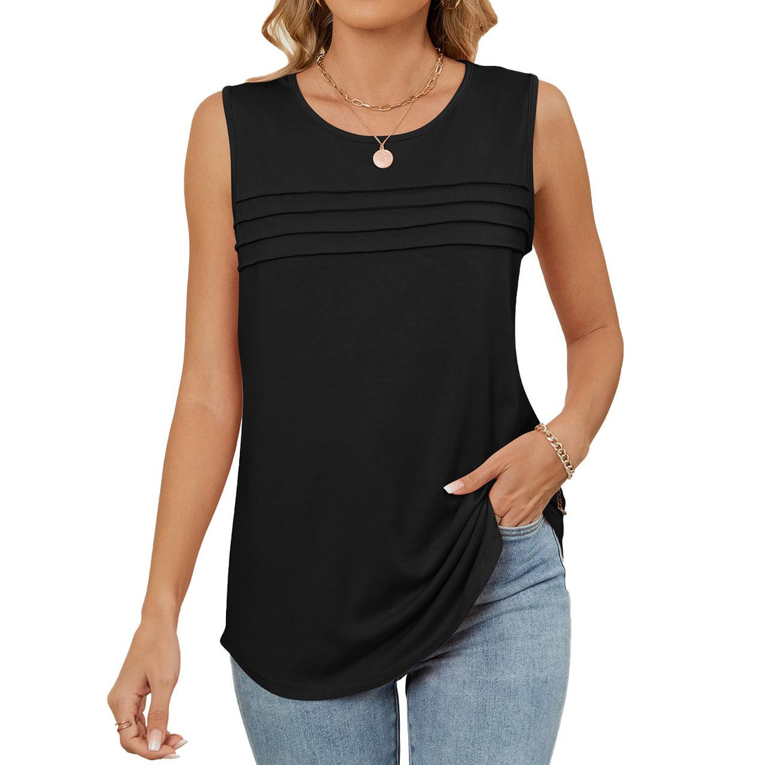 Women's Solid Sleeveless Tank Top main product photo