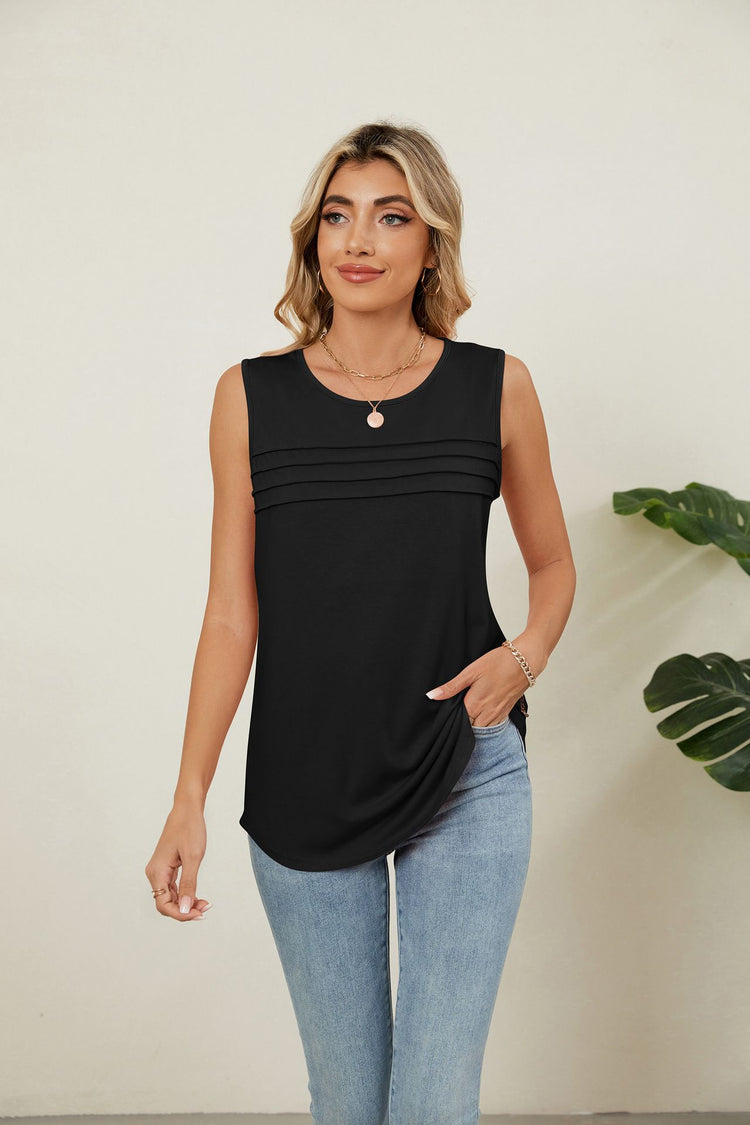 Women's Solid Sleeveless Tank Top side detail