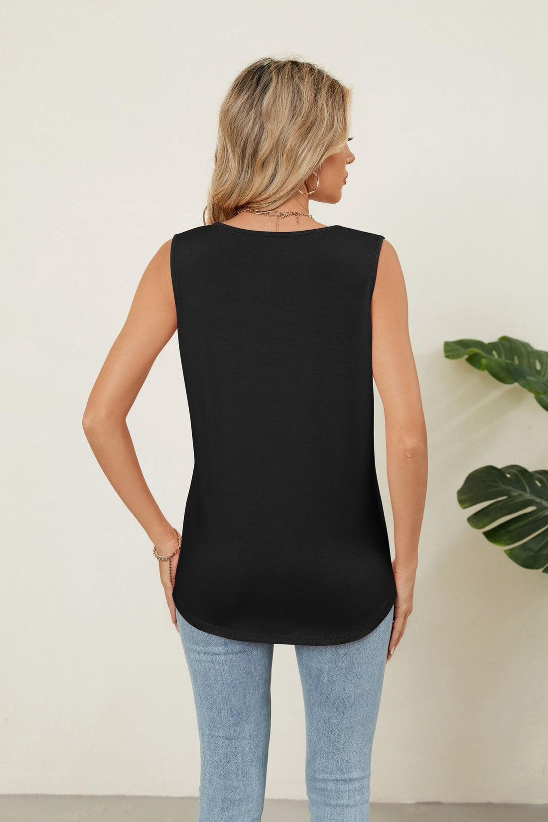 Women's Solid Sleeveless Tank Top close up