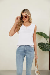 Round-neck loose-fit tank top side view
