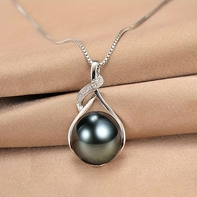 Tahitian black pearl necklace styled as anniversary gift
