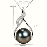 Handmade black pearl necklace on display, gift-ready