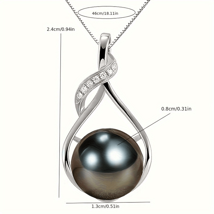 Handmade black pearl necklace on display, gift-ready
