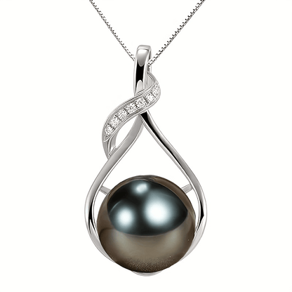 Tahitian-style black pearl necklace packaged for gifting