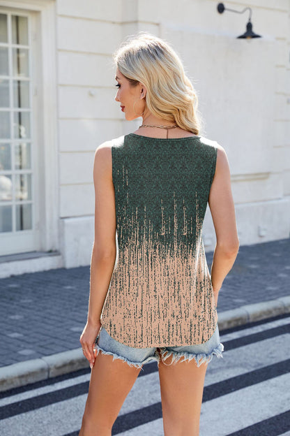 Women's Tie-Dye Sleeveless Tank Top women's tie-dye tank top model wearing