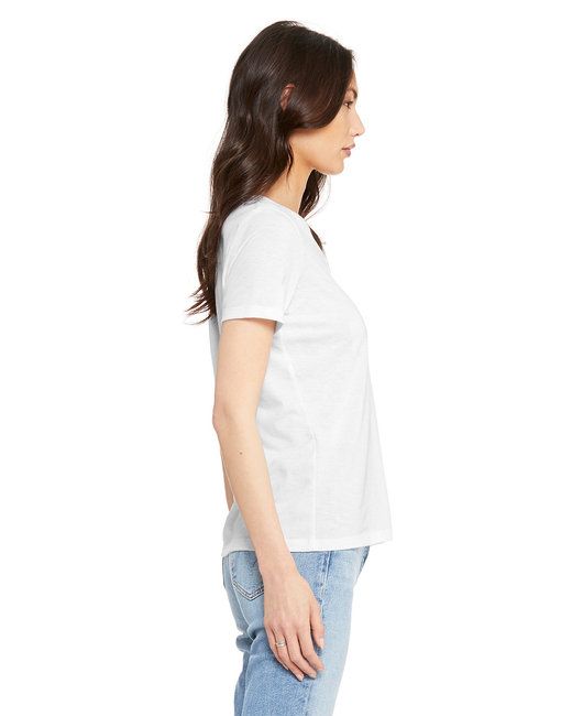 Triblend V-neck tee fabric close-up