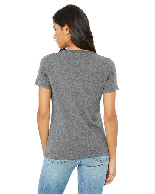 Women's triblend V-neck tee worn on model