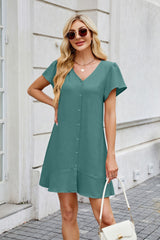 Short sleeve shirt dress back view