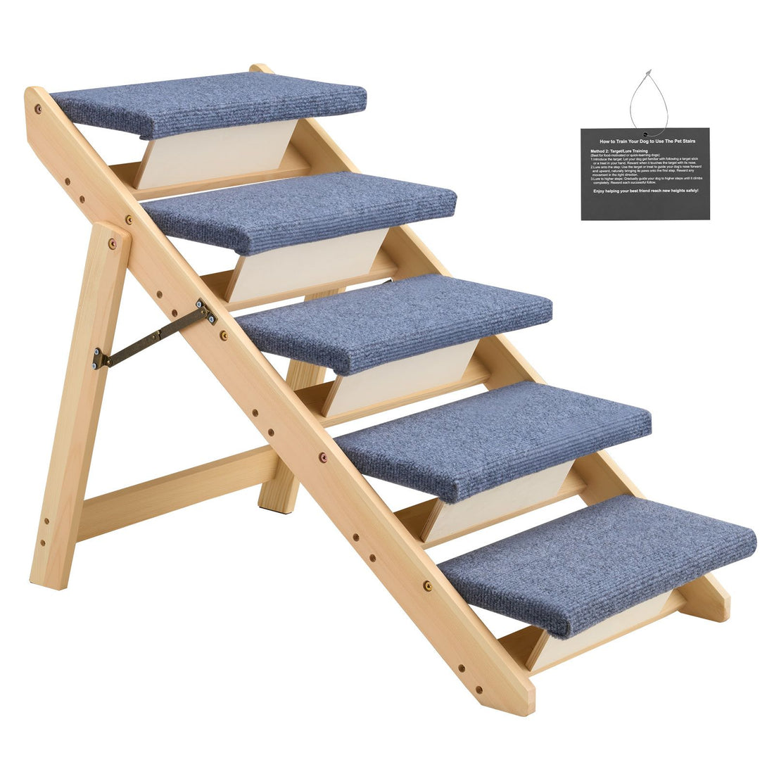 Wood Pet Stairs 5-Step Foldable 3