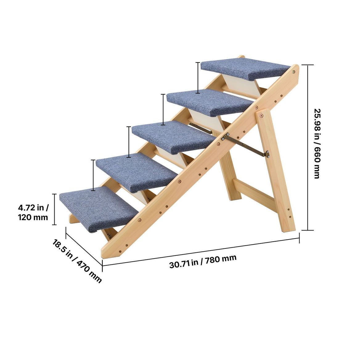 Wood Pet Stairs 5-Step Foldable 5