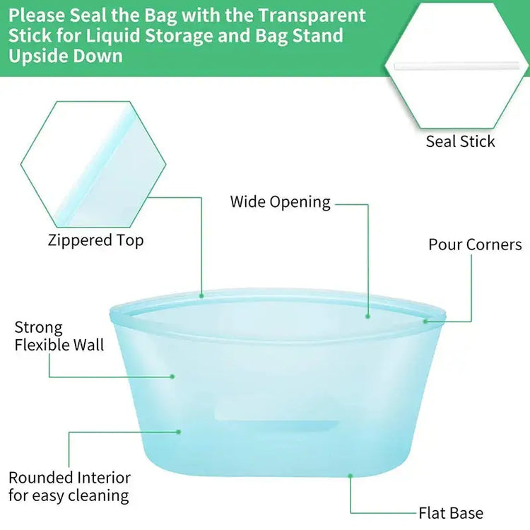 Silicone bowl shown filled with leftovers and covered