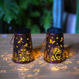European garden wrought iron hollowed-out solar hanging lights Outdoor