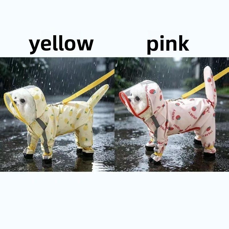 Dog fruit four-legged raincoat can be pulled four-legged waterproof