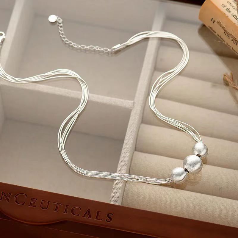 Titanium Steel Snake Chain Necklace with Round Fortune Bead Pendant