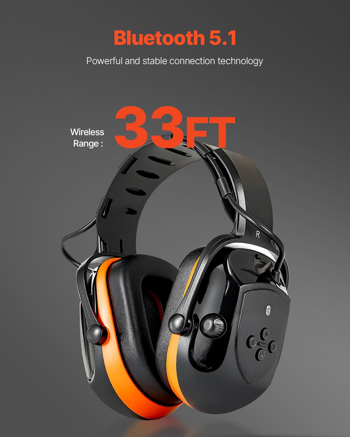 Ear muffs worn while using a power tool