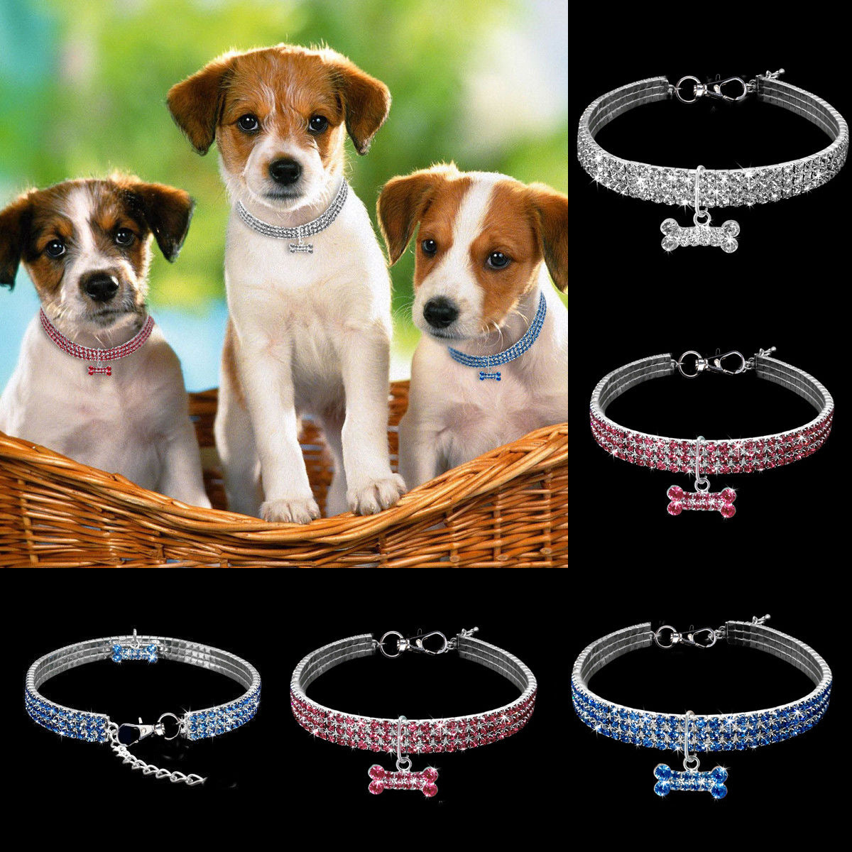 Rhinestone Crystal Adjustable Pet Collar