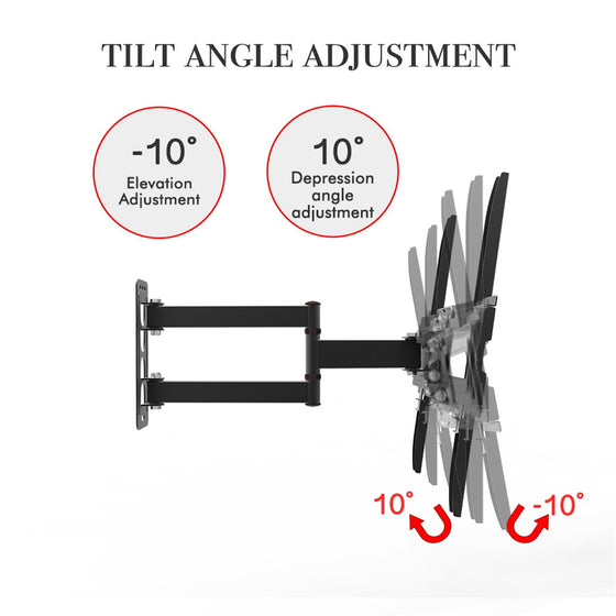 TV mount tilt angle adjustment from -10° to +10°