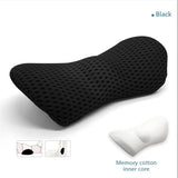 Ergonomic Memory Foam Lumbar Pillow for Back - Medium Soft Knit Fabric Cover, Removable, Ideal for Car Seat, Office Chair
