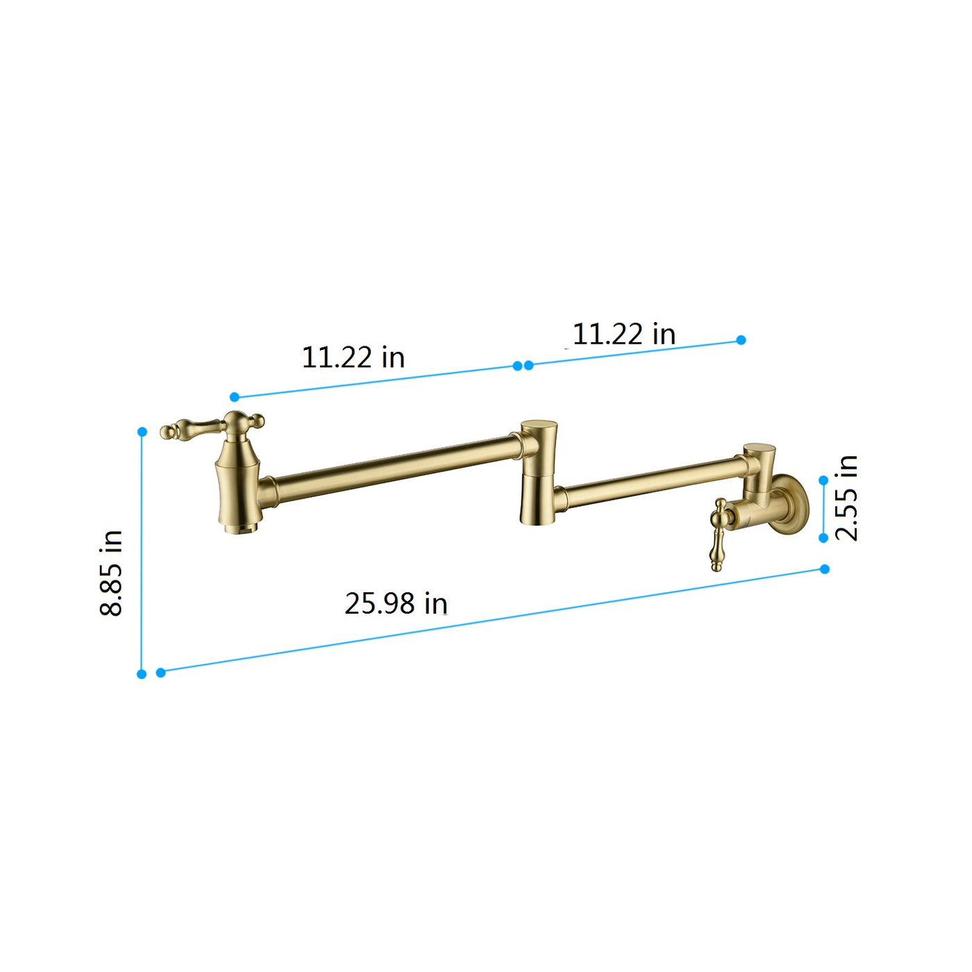 Folding kitchen faucet dimensions