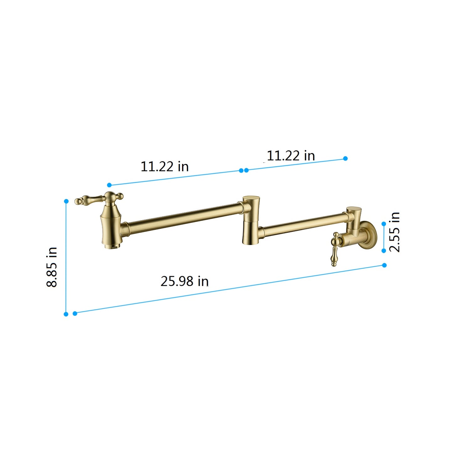 Folding kitchen faucet dimensions