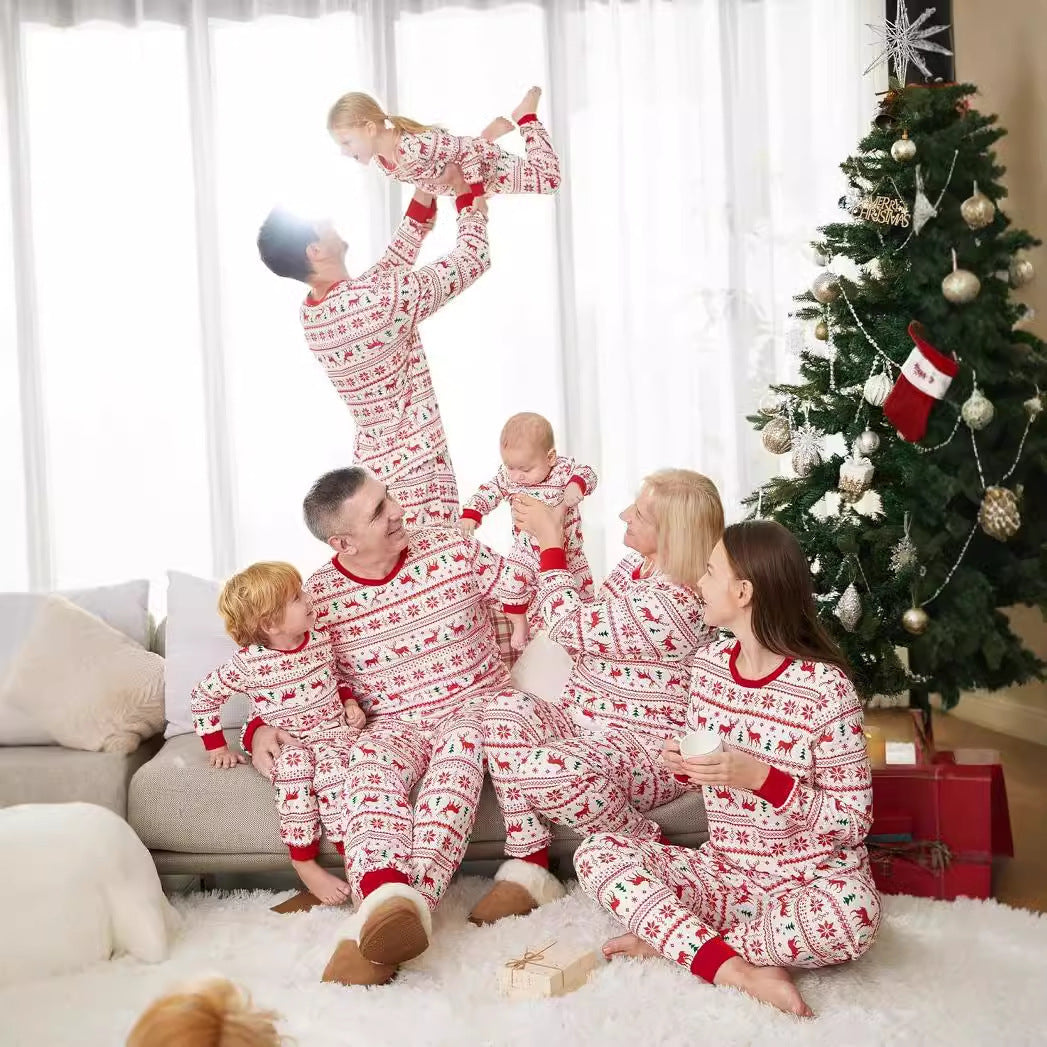 Family Matching Christmas Pajamas Set Soft Cotton Leisure Home Wear