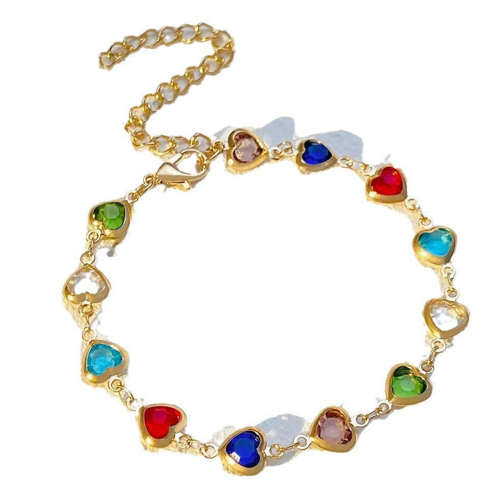 Colorful Heart Charm Beaded Bracelet