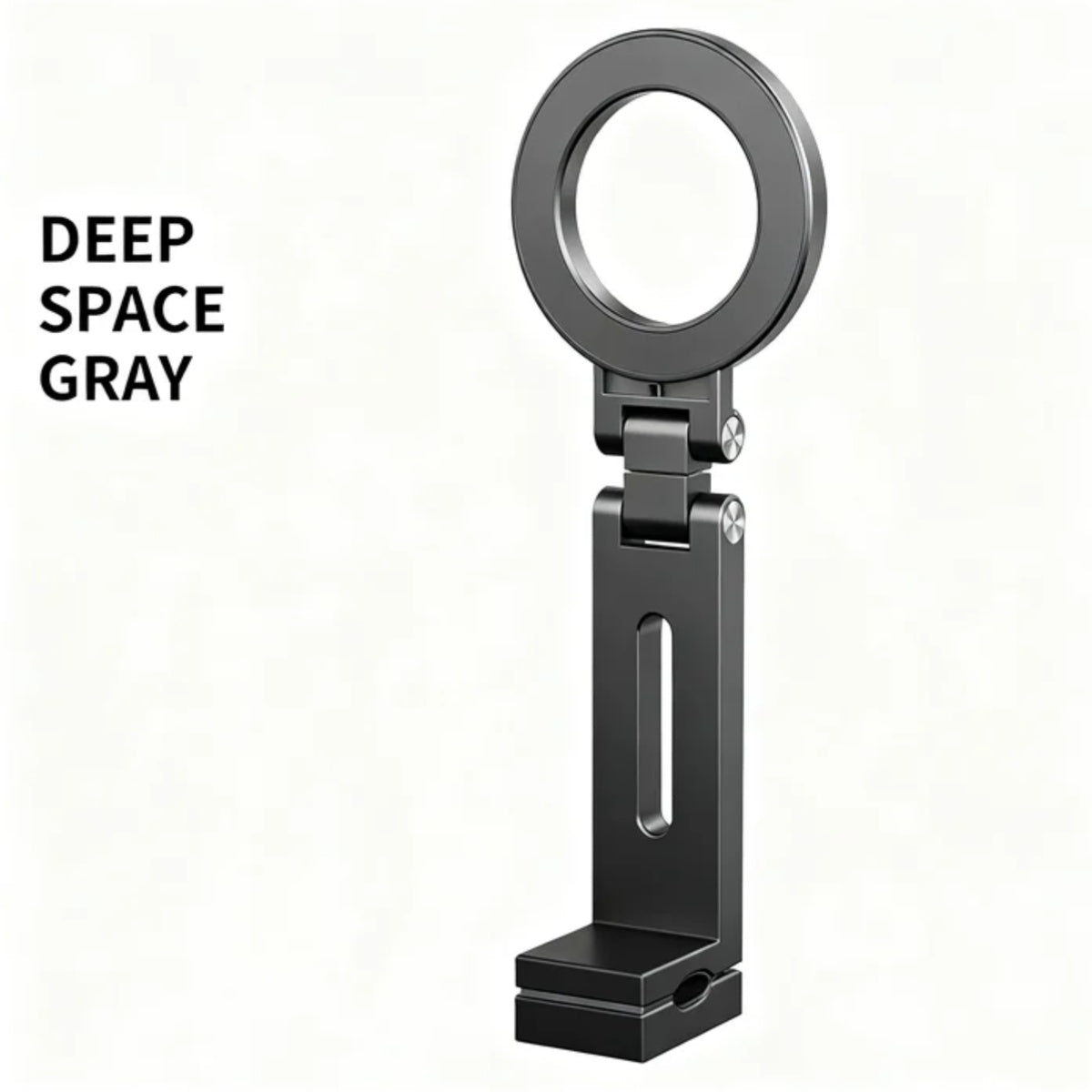 Portable magnetic phone stand on hotel nightstand