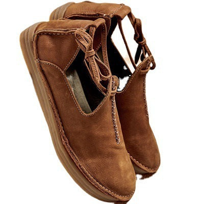 Women's Thick-Sole Cross-Strap Sandals Casual Flat Round-Toe Sandals
