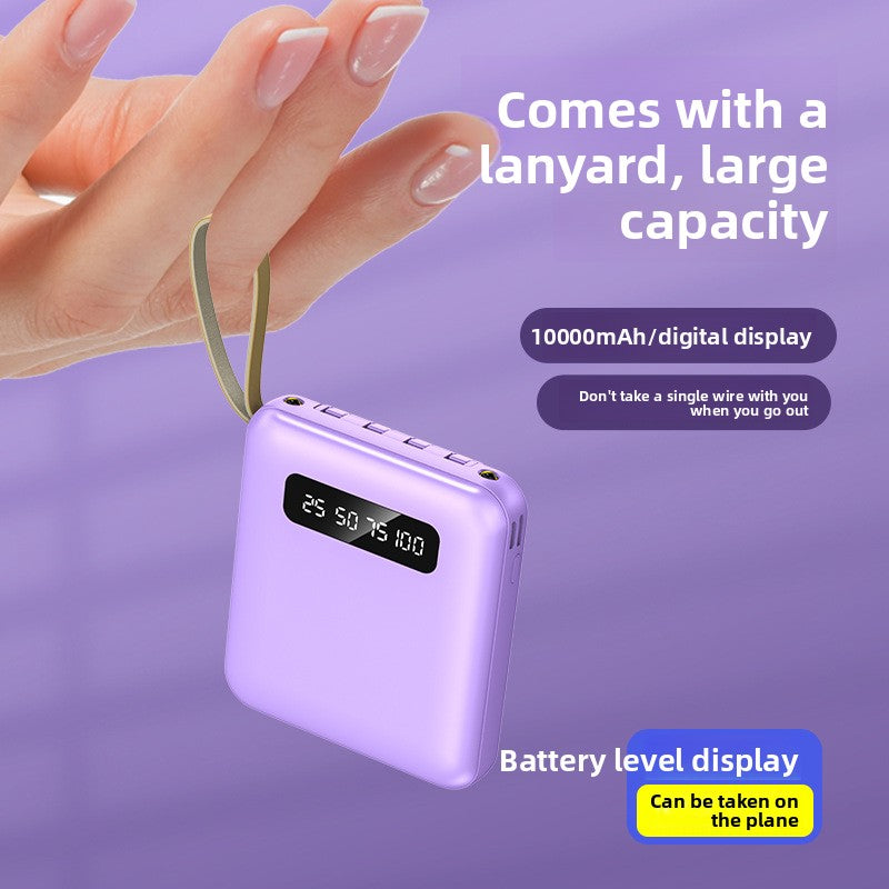 Portable Power Bank with Built-in Cables PD 2.0 Fast Charging High Capacity Lithium Polymer Battery for Smartphones and Tablets