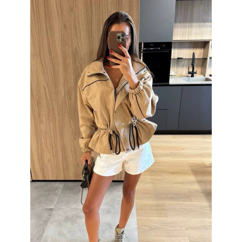 Waist-Cinching Long Sleeve Jacket