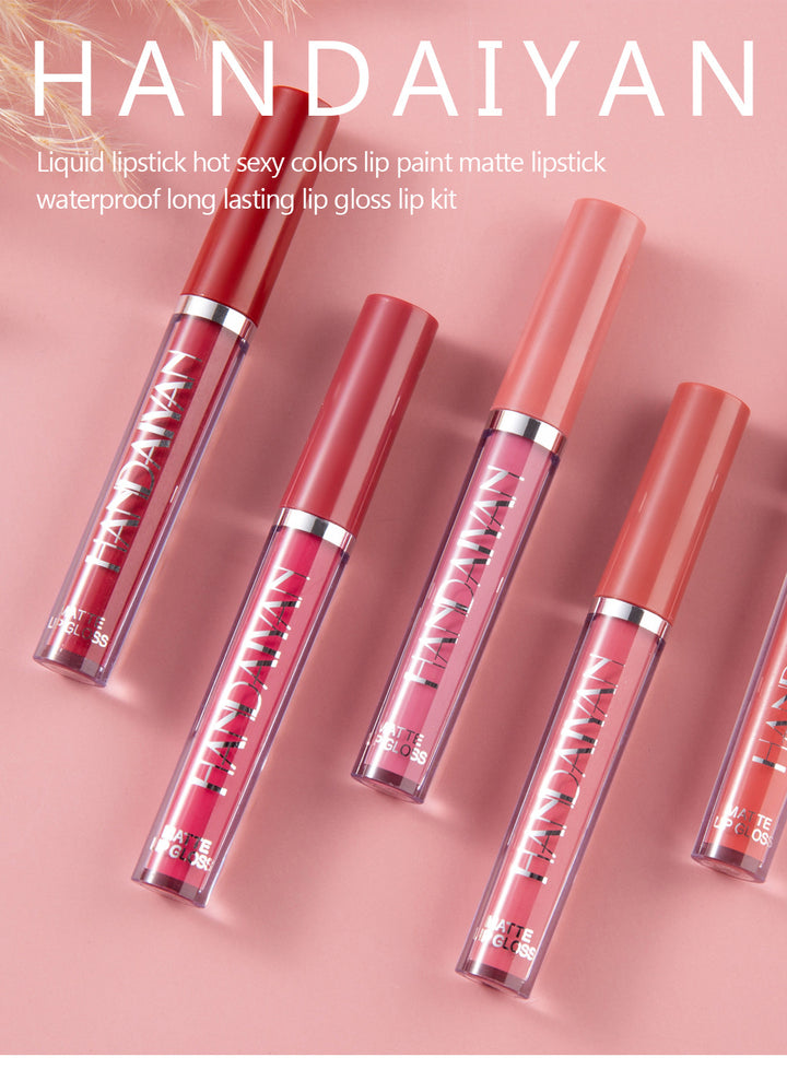 Liquid lipstick set packaging and tubes for everyday wear