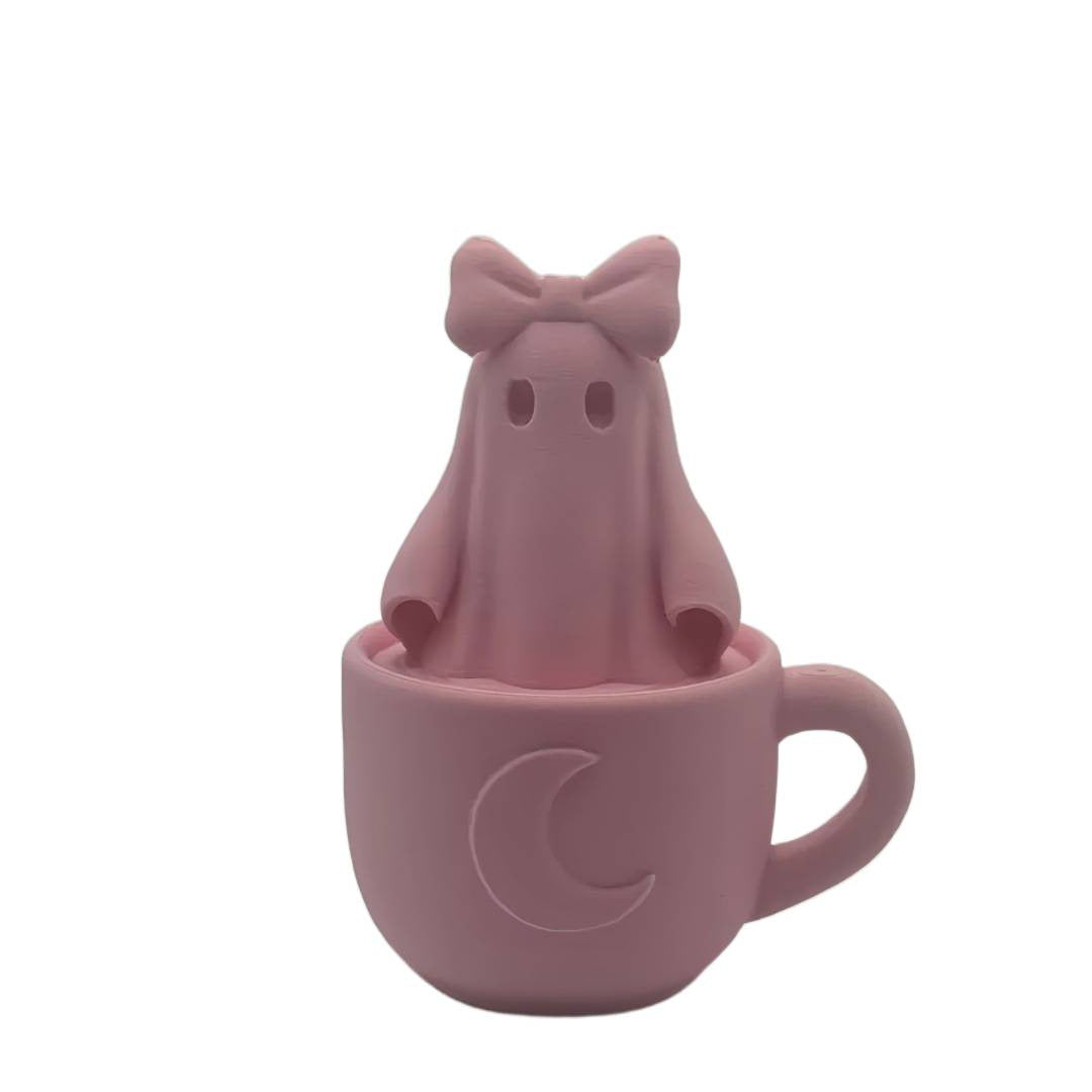 3D Printed Ghost Girl Tea Cup Figurine Desktop Halloween Ornament