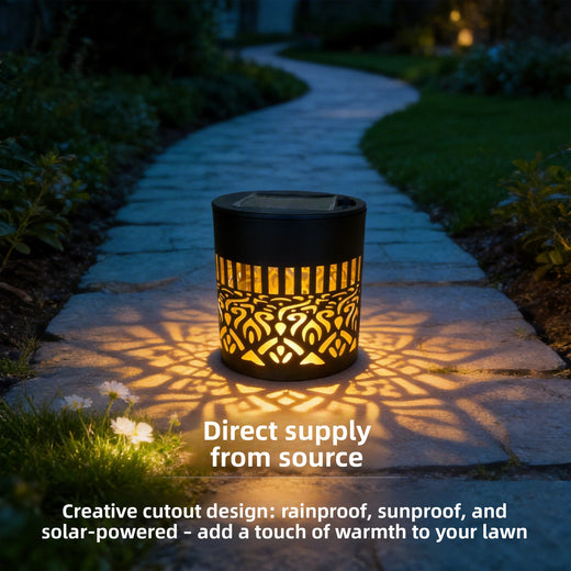 Solar Powered Outdoor Garden Light with Decorative Patterns