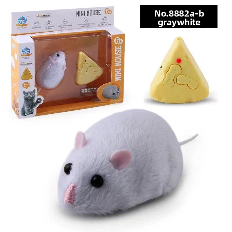 Remote control plush mouse, white