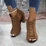 Womens Suede Peep Toe Sandals with Back Zipper