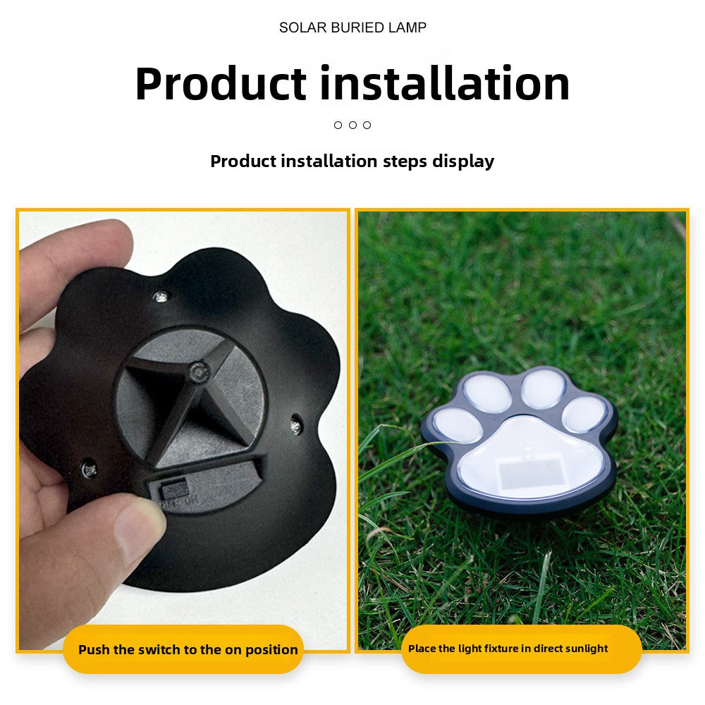 Solar Paw Print Path Lights (Warm Light)