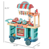 Child playing with kids kitchen food play set