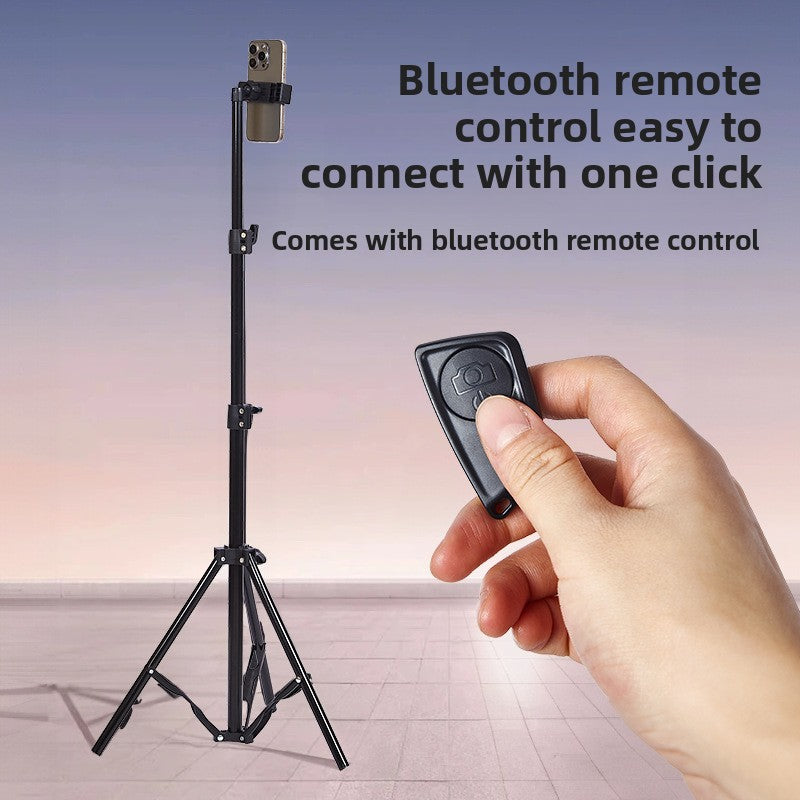 Portable tripod selfie stick with ground support