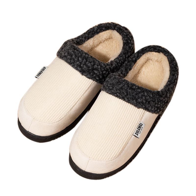Men's winter warm fleece anti-slip soft-soled cotton slippers